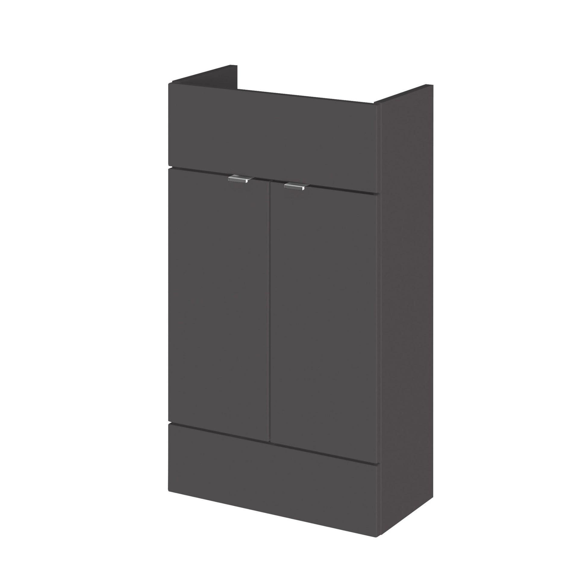 Hudson Reed Fusion 500mm Vanity Unit - Compact Contemp Gloss Grey MFC Painted Gloss 864x500x255mm - JJ Building Materials