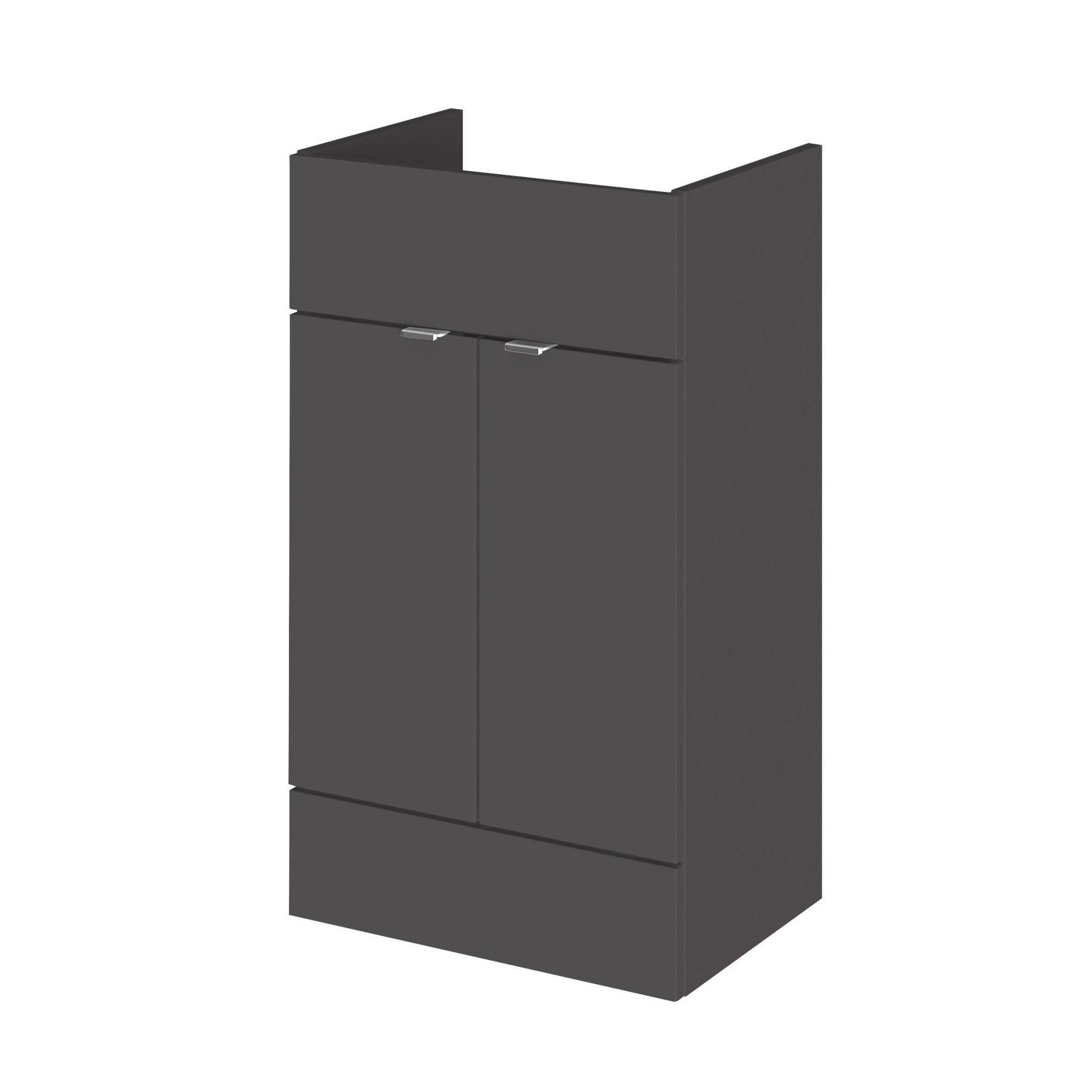 Hudson Reed Fusion 500mm Vanity Unit Contemp Gloss Grey MFC Painted Gloss 864x500x355mm - JJ Building Materials