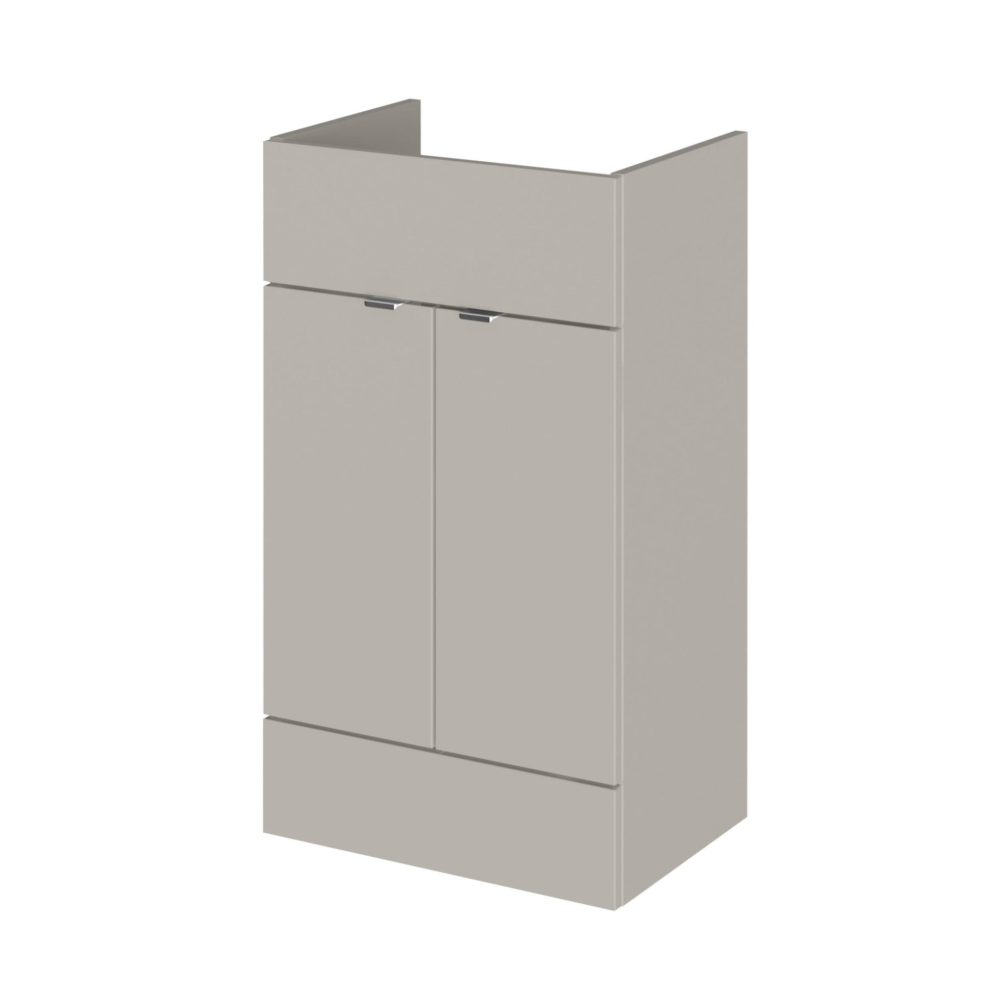 Hudson Reed Fusion 500mm Vanity Unit Contemp Pebble Grey MFC Textured Woodgrain 864x500x355mm - JJ Building Materials