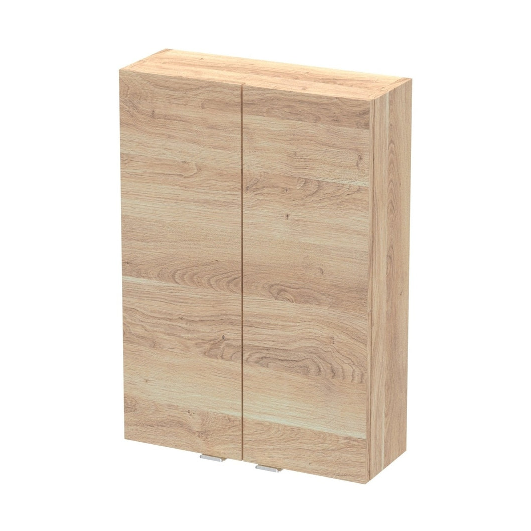 Hudson Reed Fusion 500mm Wall Unit Contemp Bleached Oak MFC Textured Woodgrain 713x500x182mm - JJ Building Materials