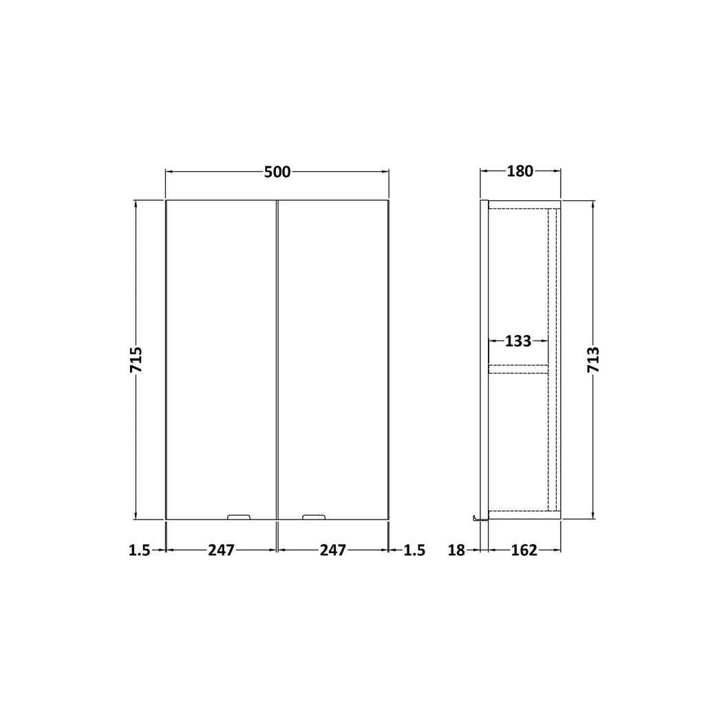 Hudson Reed Fusion 500mm Wall Unit Contemp Graphite Grey Woodgrain MFC Textured Woodgrain 713x500x182mm - JJ Building Materials