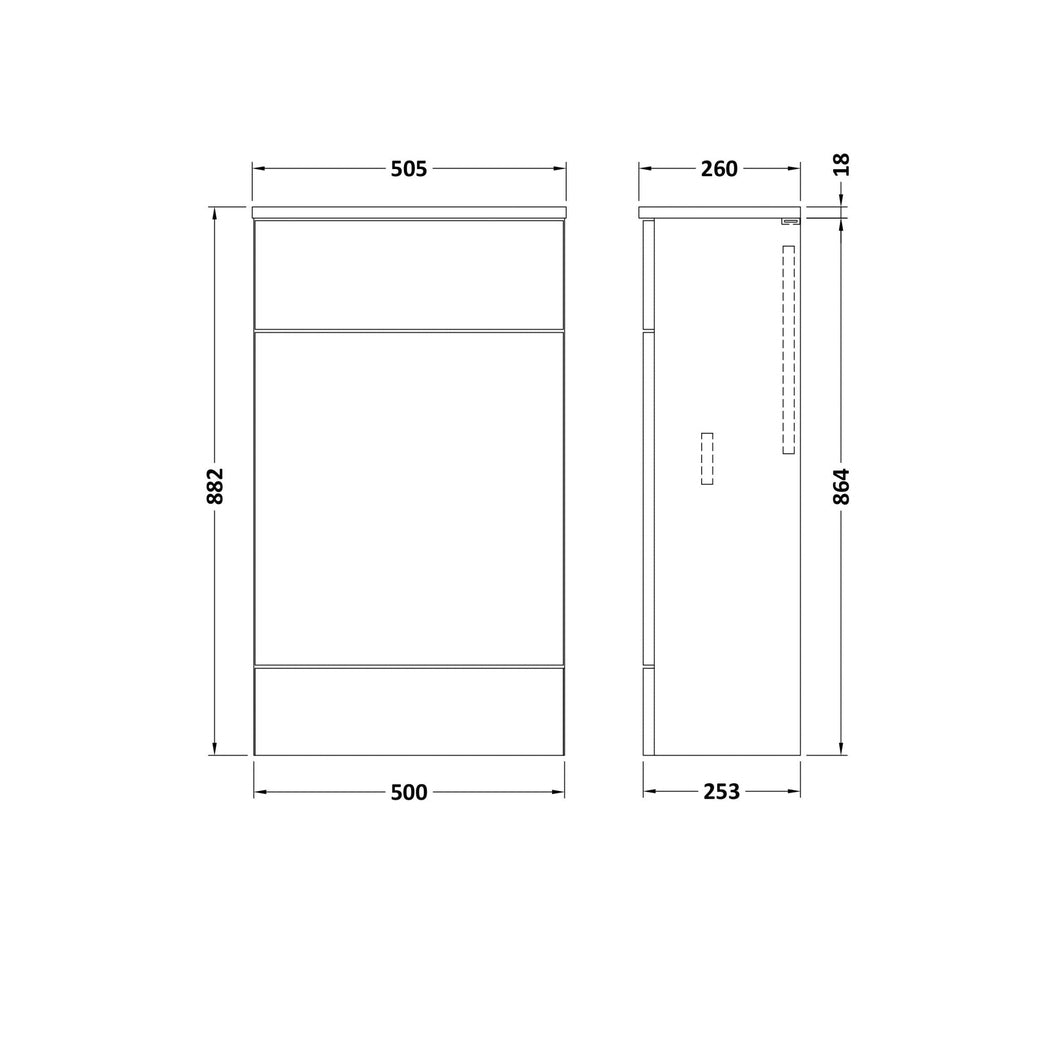 Hudson Reed Fusion 500mm Wc Unit (255mm Deep) Contemp Bleached Oak MFC Textured Woodgrain 882x505x260mm - JJ Building Materials