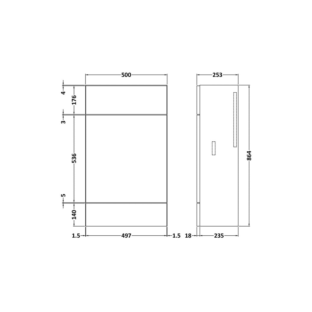 Hudson Reed Fusion 500mm Wc Unit - Compact Contemp Anthracite Woodgrain MFC Textured Woodgrain 864x500x255mm - JJ Building Materials