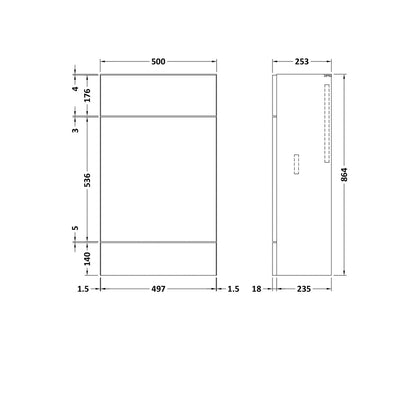 Hudson Reed Fusion 500mm Wc Unit - Compact Contemp Bleached Oak MFC Textured Woodgrain 864x500x255mm - JJ Building Materials