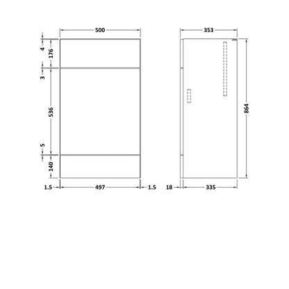 Hudson Reed Fusion 500mm Wc Unit Contemp Bleached Oak MFC Textured Woodgrain 864x500x355mm - JJ Building Materials