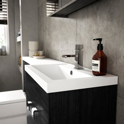 Hudson Reed Fusion 500mm Wc Unit Contemp Charcoal Black MFC Textured Woodgrain 864x500x355mm - JJ Building Materials