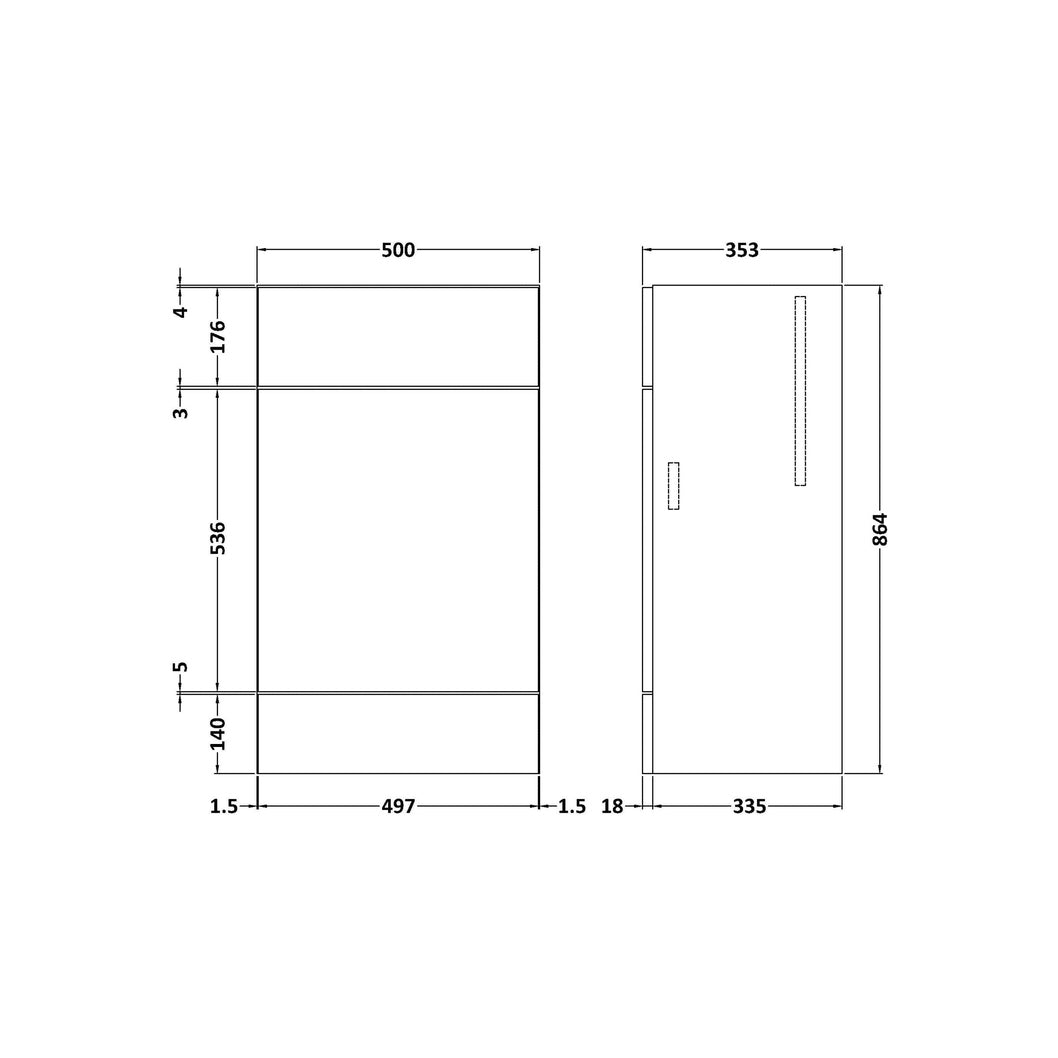 Hudson Reed Fusion 500mm Wc Unit Contemp Graphite Grey Woodgrain MFC Textured Woodgrain 864x500x355mm - JJ Building Materials