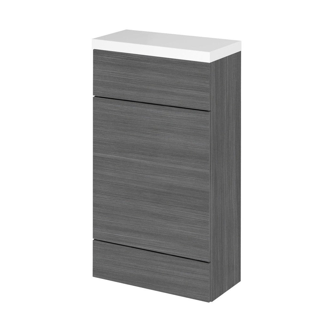 Hudson Reed Fusion 500mm Wc Unit & Polymarble Top Contemp Anthracite Woodgrain MFC Textured Woodgrain 904x505x260mm - JJ Building Materials
