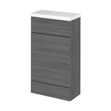 Hudson Reed Fusion 500mm Wc Unit & Polymarble Top Contemp Anthracite Woodgrain MFC Textured Woodgrain 904x505x260mm - JJ Building Materials