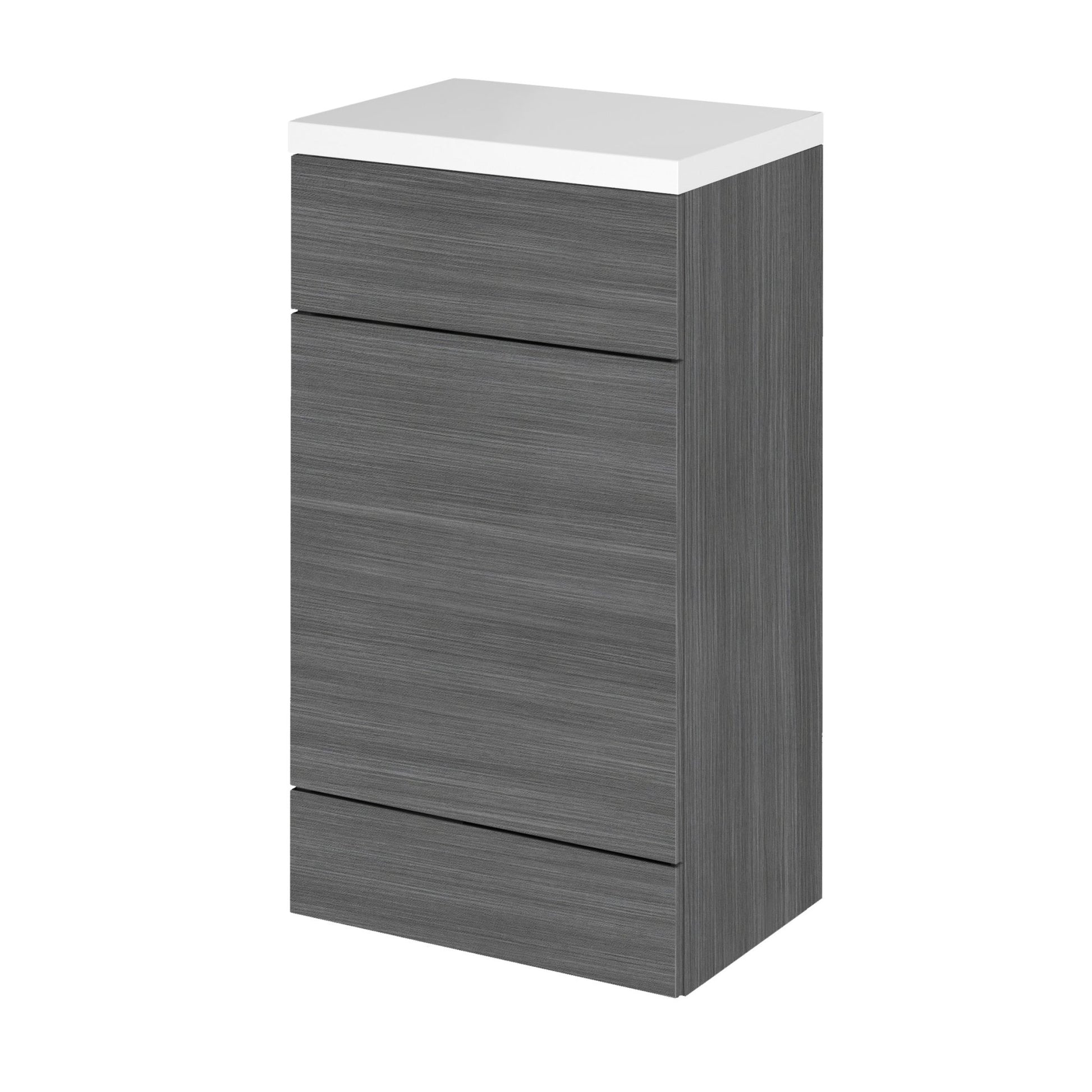 Hudson Reed Fusion 500mm Wc Unit & Polymarble Top Contemp Anthracite Woodgrain MFC Textured Woodgrain 904x505x360mm - JJ Building Materials