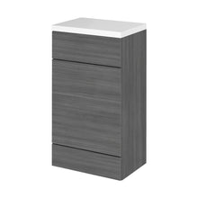 Hudson Reed Fusion 500mm Wc Unit & Polymarble Top Contemp Anthracite Woodgrain MFC Textured Woodgrain 904x505x360mm - JJ Building Materials