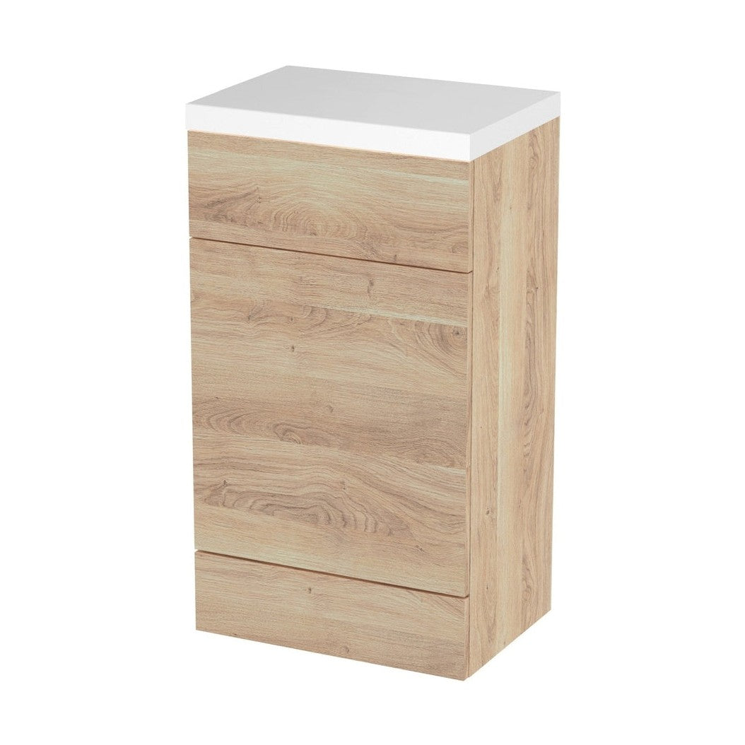 Hudson Reed Fusion 500mm Wc Unit & Polymarble Top Contemp Bleached Oak MFC Textured Woodgrain 904x503x355mm - JJ Building Materials