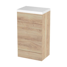 Hudson Reed Fusion 500mm Wc Unit & Polymarble Top Contemp Bleached Oak MFC Textured Woodgrain 904x503x355mm - JJ Building Materials