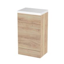 Hudson Reed Fusion 500mm Wc Unit & Polymarble Top Contemp Bleached Oak MFC Textured Woodgrain 904x503x355mm - JJ Building Materials