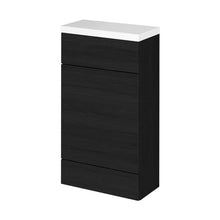 Hudson Reed Fusion 500mm Wc Unit & Top - Compact Contemp Charcoal Black MFC Textured Woodgrain 904x505x260mm - JJ Building Materials
