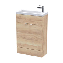 Hudson Reed Fusion 600mm Compact Vanity Unit & Basin Contemp Bleached Oak MFC Textured Woodgrain 904x603x255mm - JJ Building Materials