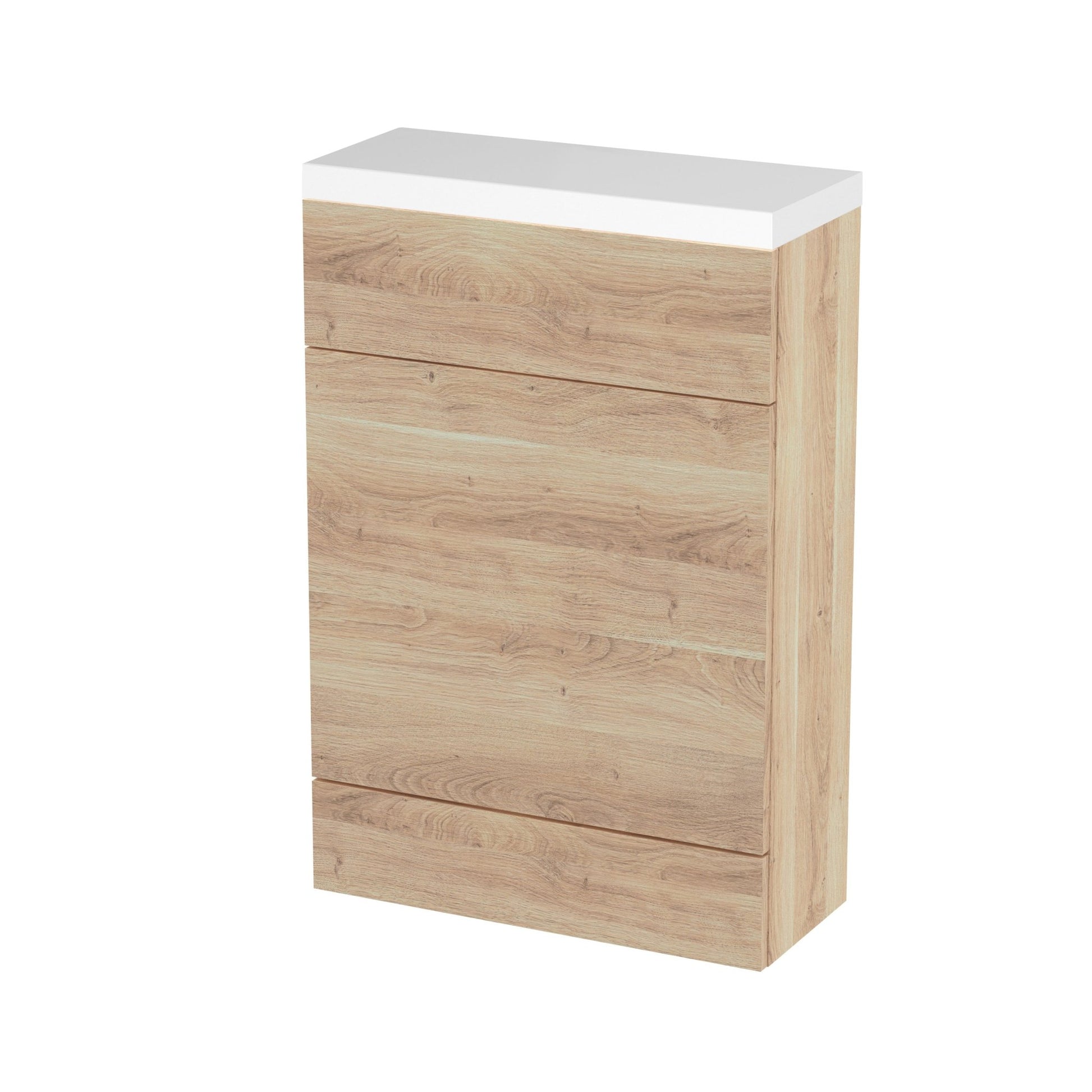 Hudson Reed Fusion 600mm Compact Wc Unit & Polymarble Top Contemp Bleached Oak MFC Textured Woodgrain 904x603x255mm - JJ Building Materials