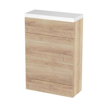 Hudson Reed Fusion 600mm Compact Wc Unit & Polymarble Top Contemp Bleached Oak MFC Textured Woodgrain 904x603x255mm - JJ Building Materials