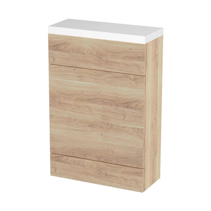 Hudson Reed Fusion 600mm Compact Wc Unit & Polymarble Top Contemp Bleached Oak MFC Textured Woodgrain 904x603x255mm - JJ Building Materials