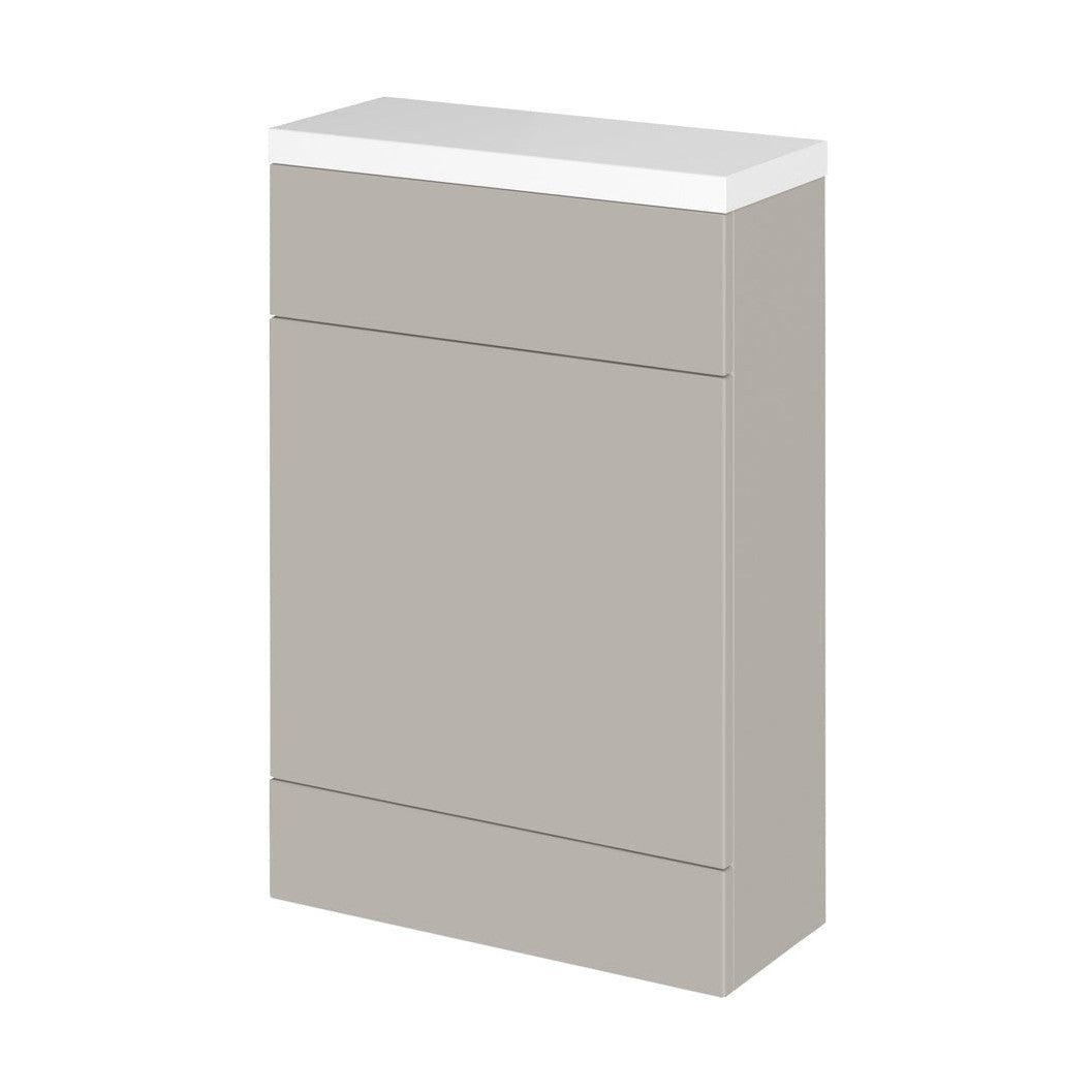 Hudson Reed Fusion 600mm Compact Wc Unit & Polymarble Top Contemp Pebble Grey MFC Smooth Matt 904x603x255mm - JJ Building Materials