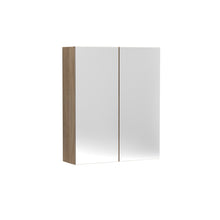 Hudson Reed Fusion 600mm Mirror Unit (50/50) Contemp Bleached Oak MFC Textured Woodgrain 715x600x182mm - JJ Building Materials