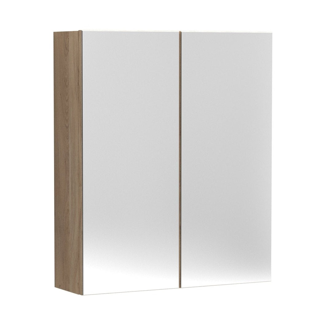Hudson Reed Fusion 600mm Mirror Unit (50/50) Contemp Bleached Oak MFC Textured Woodgrain 715x600x182mm - JJ Building Materials