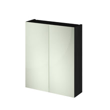 Hudson Reed Fusion 600mm Mirror Unit (50/50) Contemp Charcoal Black MFC Textured Woodgrain 715x600x182mm - JJ Building Materials