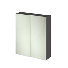 Hudson Reed Fusion 600mm Mirror Unit (50/50) Contemp Gloss Grey MFC Painted Gloss 715x600x182mm - JJ Building Materials