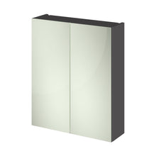 Hudson Reed Fusion 600mm Mirror Unit (50/50) Contemp Gloss Grey MFC Painted Gloss 715x600x182mm - JJ Building Materials