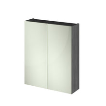Hudson Reed Fusion 600mm Mirror Unit (50/50) Contemp Graphite Grey Woodgrain MFC Textured Woodgrain 715x600x182mm - JJ Building Materials