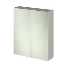 Hudson Reed Fusion 600mm Mirror Unit (50/50) Contemp Pebble Grey MFC Textured Woodgrain 715x600x182mm - JJ Building Materials