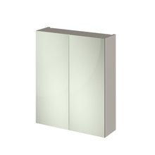 Hudson Reed Fusion 600mm Mirror Unit (50/50) Contemp Pebble Grey MFC Textured Woodgrain 715x600x182mm - JJ Building Materials
