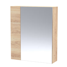 Hudson Reed Fusion 600mm Mirror Unit (75/25) Contemp Bleached Oak MFC Textured Woodgrain 715x600x182mm - JJ Building Materials