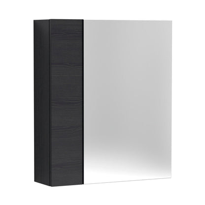 Hudson Reed Fusion 600mm Mirror Unit (75/25) Contemp Charcoal Black MFC Textured Woodgrain 715x600x182mm - JJ Building Materials