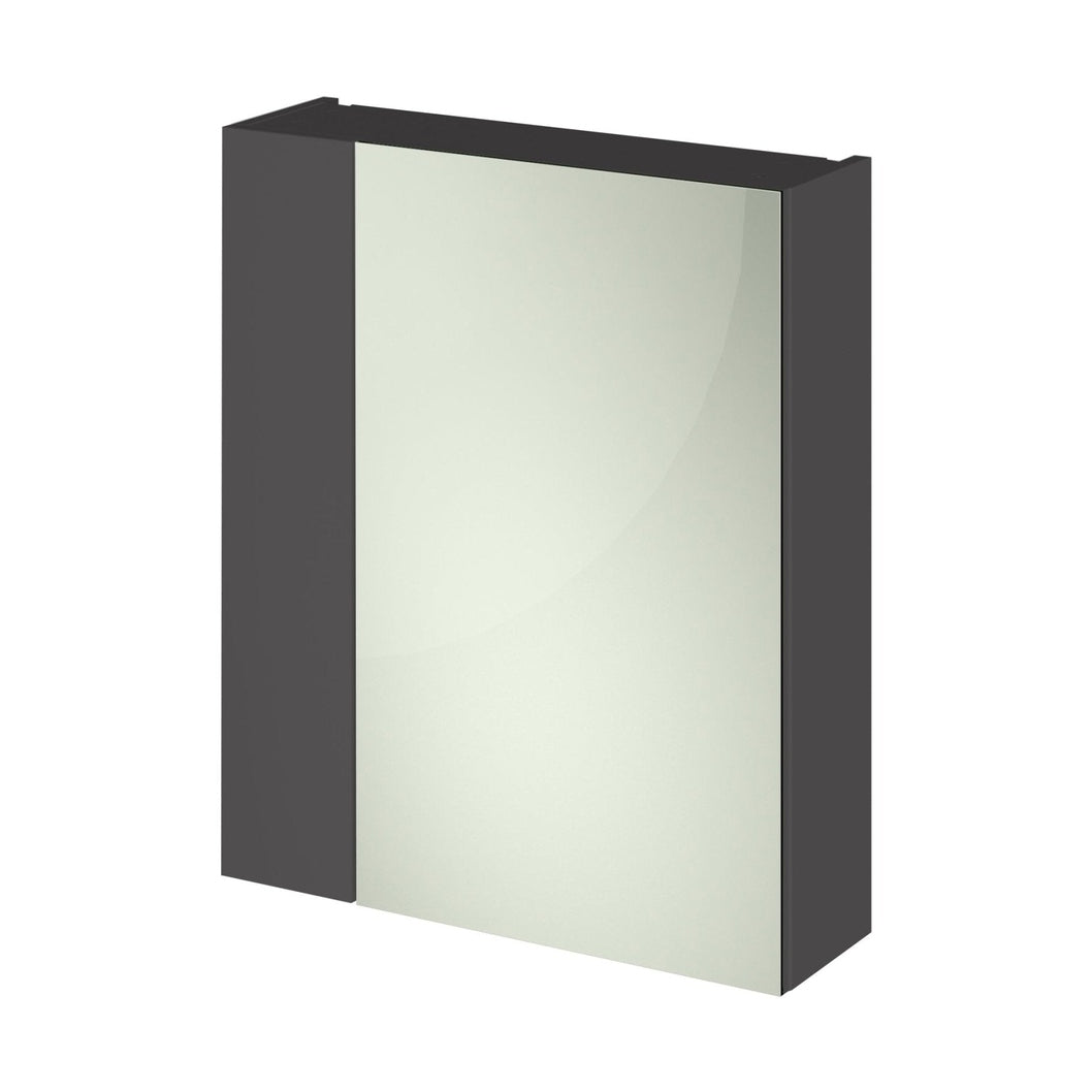 Hudson Reed Fusion 600mm Mirror Unit (75/25) Contemp Gloss Grey MFC Painted Gloss 715x600x182mm - JJ Building Materials