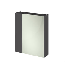 Hudson Reed Fusion 600mm Mirror Unit (75/25) Contemp Gloss Grey MFC Painted Gloss 715x600x182mm - JJ Building Materials