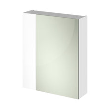 Hudson Reed Fusion 600mm Mirror Unit (75/25) Contemp Gloss White MFC Painted Gloss 715x600x182mm - JJ Building Materials