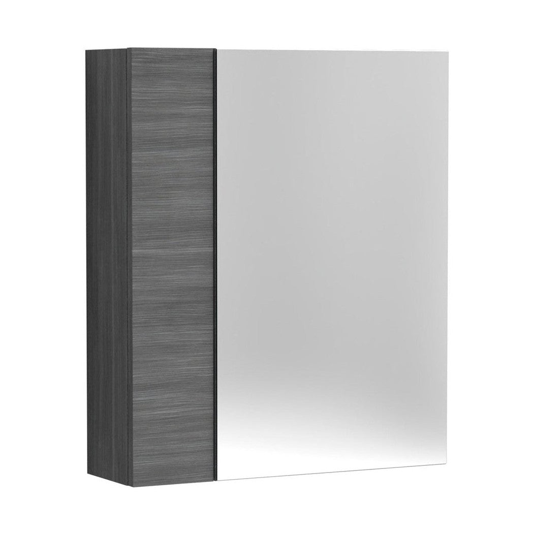 Hudson Reed Fusion 600mm Mirror Unit (75/25) Contemp Graphite Grey Woodgrain MFC Textured Woodgrain 715x600x182mm - JJ Building Materials