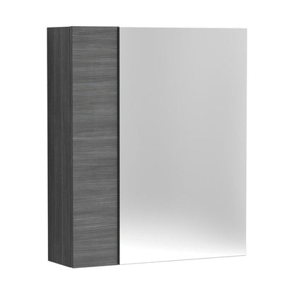 Hudson Reed Fusion 600mm Mirror Unit (75/25) Contemp Graphite Grey Woodgrain MFC Textured Woodgrain 715x600x182mm - JJ Building Materials