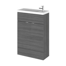 Hudson Reed Fusion 600mm Vanity Unit & Basin - Compact Contemp Anthracite Woodgrain MFC Textured Woodgrain 904x605x260mm - JJ Building Materials