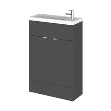 Hudson Reed Fusion 600mm Vanity Unit & Basin - Compact Contemp Gloss Grey MFC Painted Gloss 904x605x260mm - JJ Building Materials