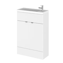 Hudson Reed Fusion 600mm Vanity Unit & Basin - Compact Contemp Gloss White MFC Painted Gloss 904x605x260mm - JJ Building Materials