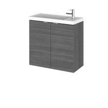 Hudson Reed Fusion 600mm Vanity Unit & Basin Contemp Anthracite Woodgrain MFC Textured Woodgrain 579x605x255mm - JJ Building Materials