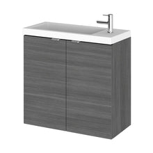 Hudson Reed Fusion 600mm Vanity Unit & Basin Contemp Anthracite Woodgrain MFC Textured Woodgrain 579x605x255mm - JJ Building Materials