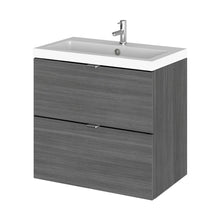 Hudson Reed Fusion 600mm Vanity Unit & Basin Contemp Anthracite Woodgrain MFC Textured Woodgrain 579x605x360mm - CBI530 - JJ Building Materials