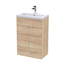 Hudson Reed Fusion 600mm Vanity Unit & Basin Contemp Bleached Oak MFC Textured Woodgrain 904x603x355mm - JJ Building Materials
