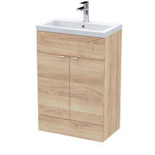 Hudson Reed Fusion 600mm Vanity Unit & Basin Contemp Bleached Oak MFC Textured Woodgrain 904x610x370mm - JJ Building Materials