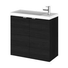 Hudson Reed Fusion 600mm Vanity Unit & Basin Contemp Charcoal Black MFC Textured Woodgrain 579x605x255mm - JJ Building Materials