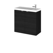 Hudson Reed Fusion 600mm Vanity Unit & Basin Contemp Charcoal Black MFC Textured Woodgrain 579x605x255mm - JJ Building Materials