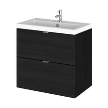 Hudson Reed Fusion 600mm Vanity Unit & Basin Contemp Charcoal Black MFC Textured Woodgrain 579x605x360mm - CBI630 - JJ Building Materials